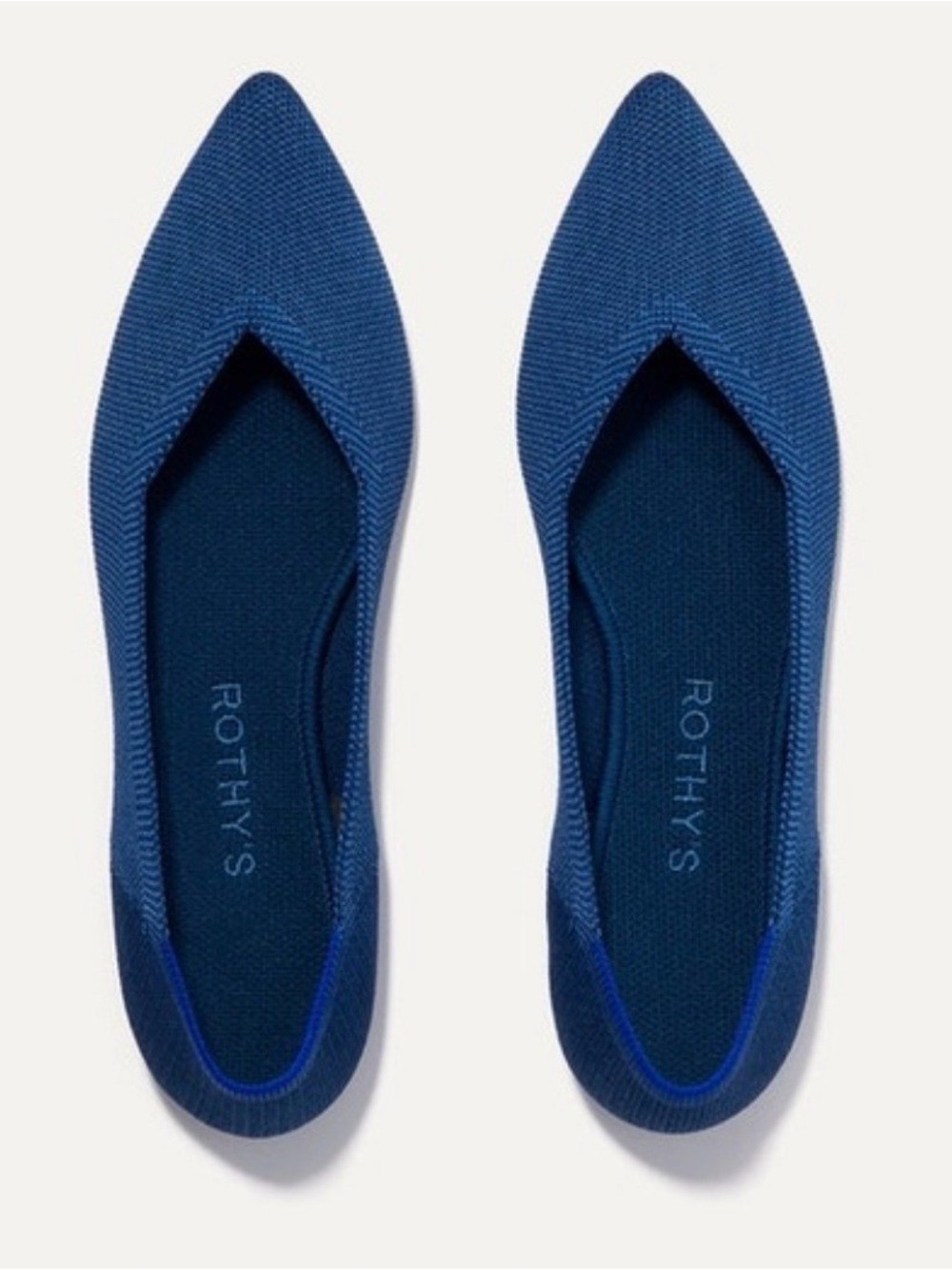Rothy's The Point Blue Pointed Toe Knit Flats Women's Size US 7